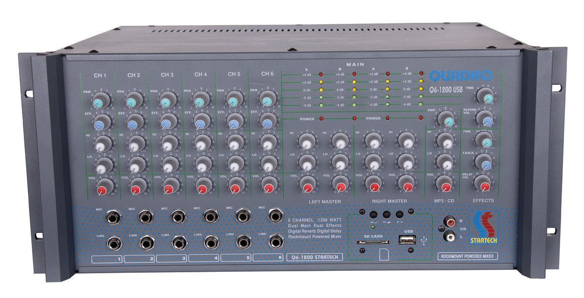 STARTECH QUADRO Q6/1200 USB 4x300 Watt  Power Mikser Amfi