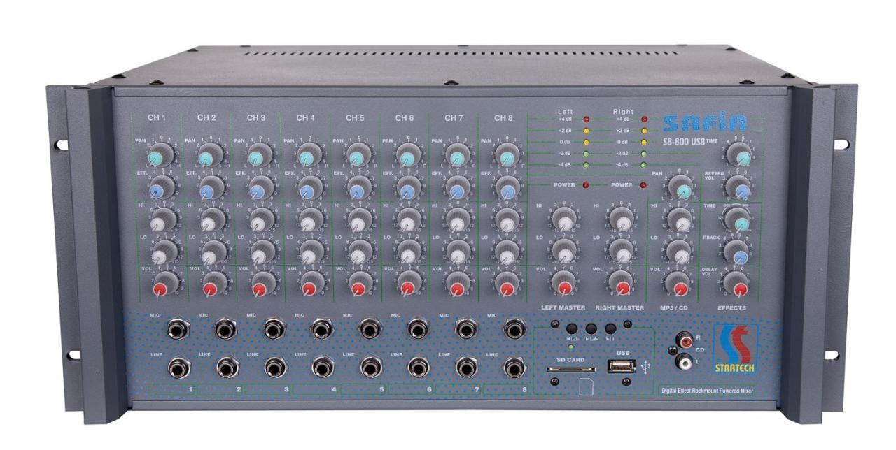 STARTECH SAFİR S8/800 USB 2x400 Watt Power Mikser Amfi