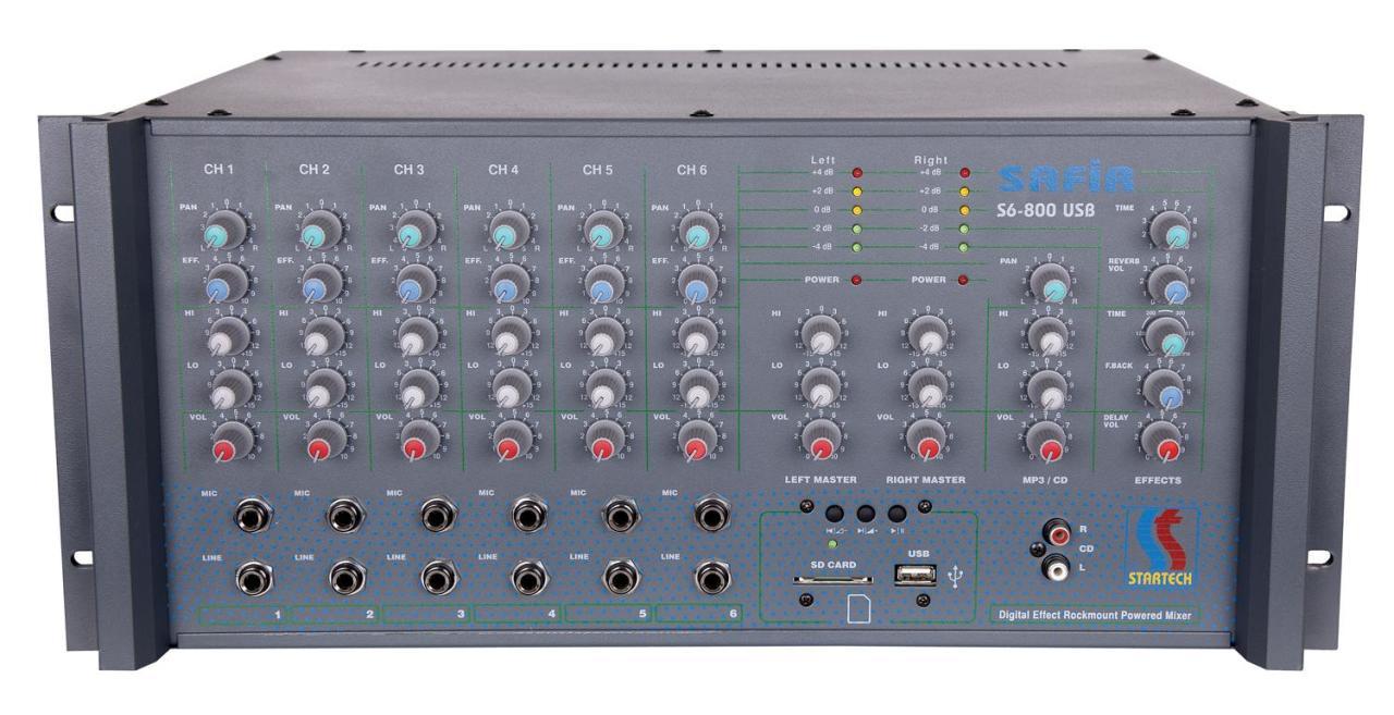 STARTECH SAFİR S6/800 USB 2x400 Watt Power Mikser Amfi