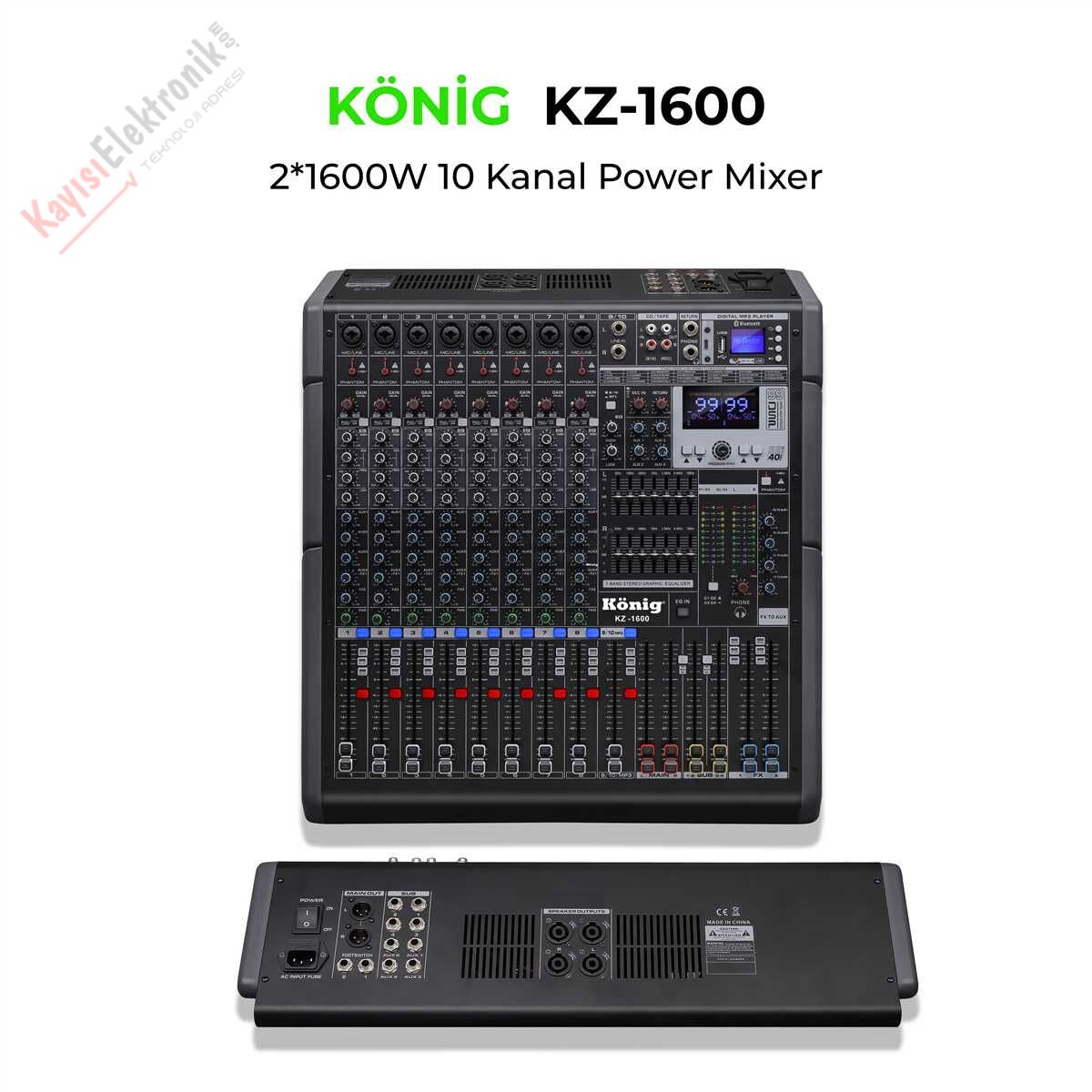 KÖNİG KZ-1600 10 KANAL POWER MİXER 2*1600W