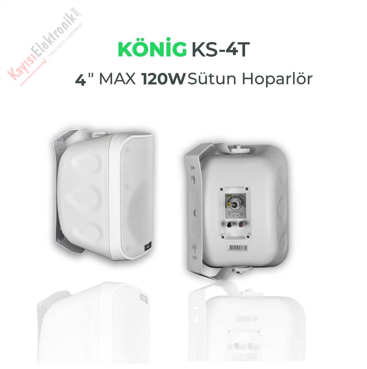 KÖNİG KS-4T 4'' 120W SÜTUN HOPARLÖR BEYAZ (TAKIM)