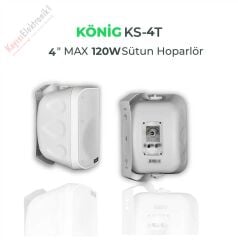 KÖNİG KS-4T 4'' 120W SÜTUN HOPARLÖR BEYAZ (TAKIM)