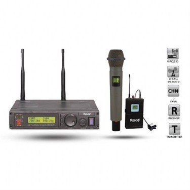 ROOF R-1200  E-Y İki Kanallı İki UHF Telsiz Mikrofon
