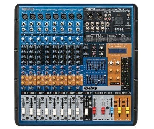 GLOBE ACOUSTIC GTP822FX 8 KANALLI AMFİLİ POWER  MİKSER