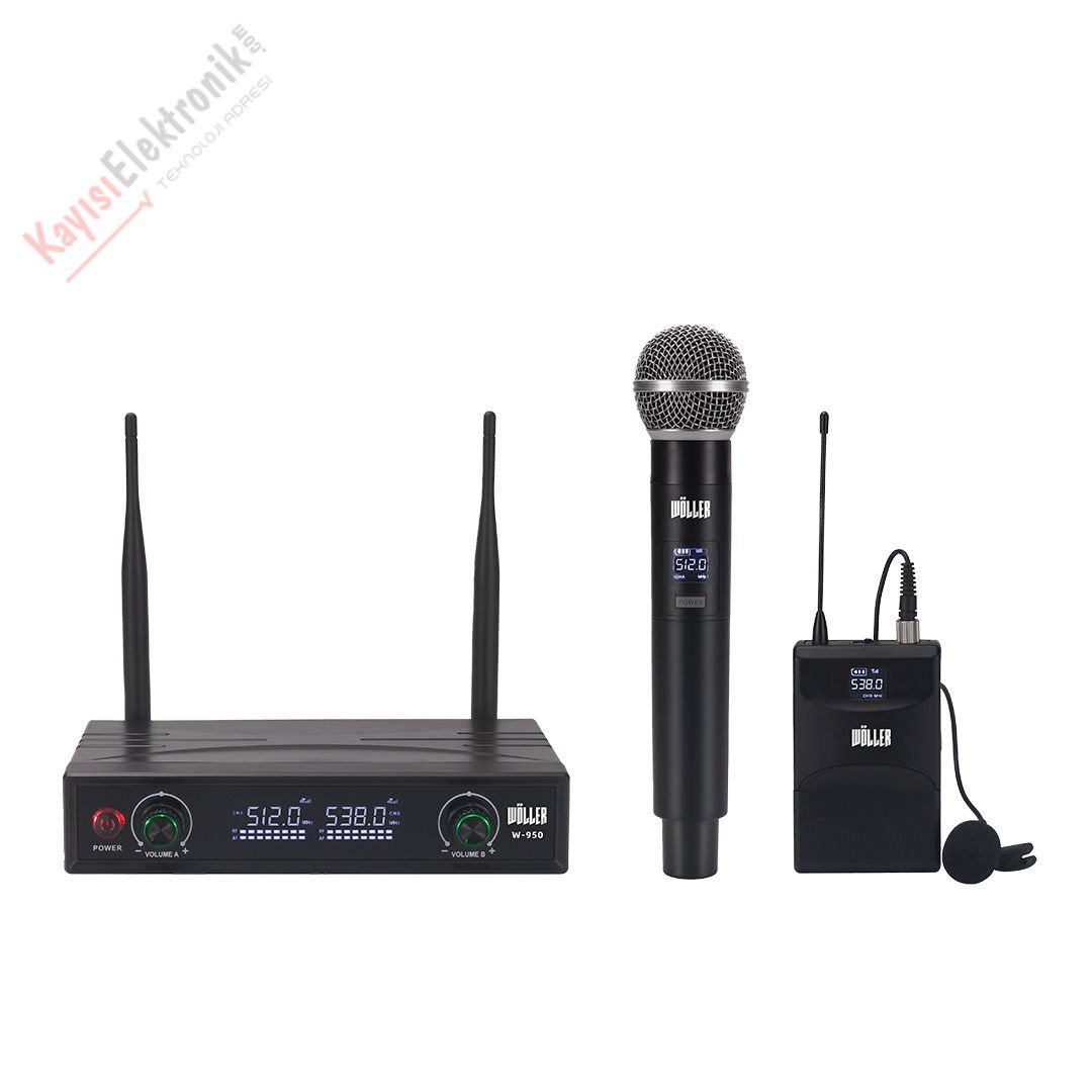 WÖLLER W-950 1 EL 1 YAKA MİKROFONLU KABLOSUZ MİKROFON SETİ