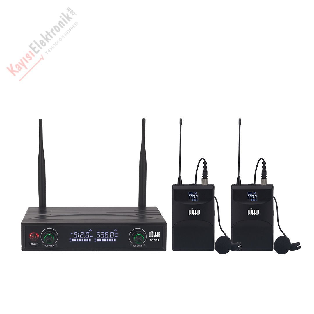 WÖLLER W-950 2 YAKA MİKROFONLU KABLOSUZ MİKROFON SETİ
