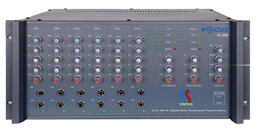 STARTECH FOCUS F6/600 2x300 Watt Power Mikserli Amfi 70-100V Hat Trafolu